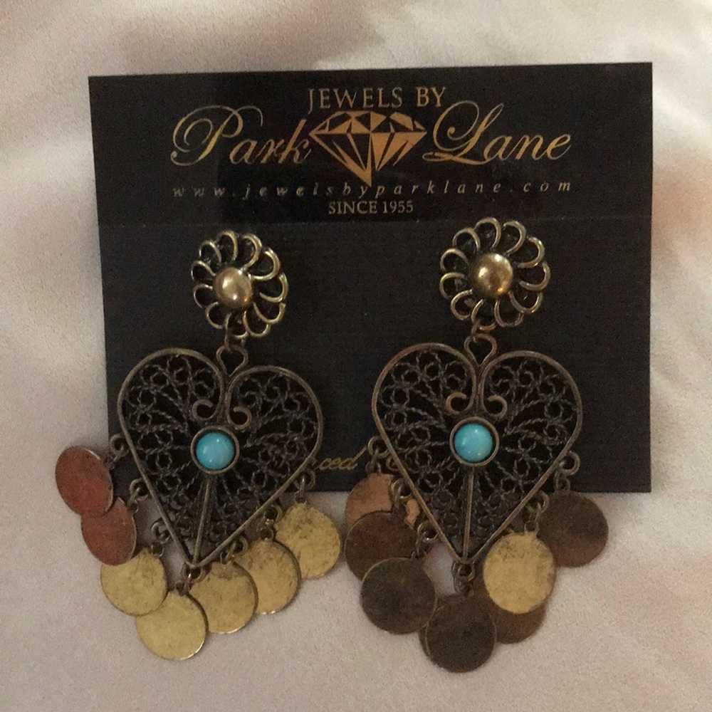 Turquoise Heart Coin Park Lane Earrings